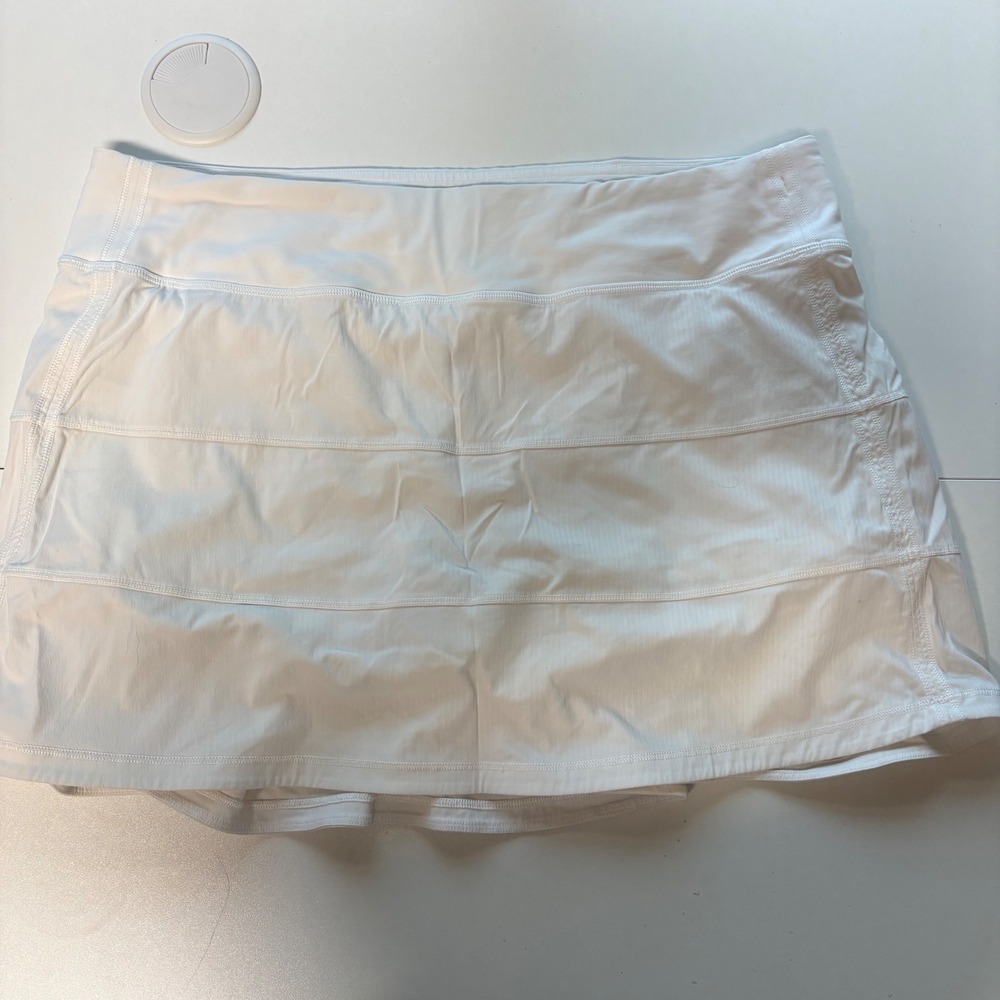 Lululemon Pace Rival Skirt Tall Womens 10 White Pleated Tennis Skort Activewear